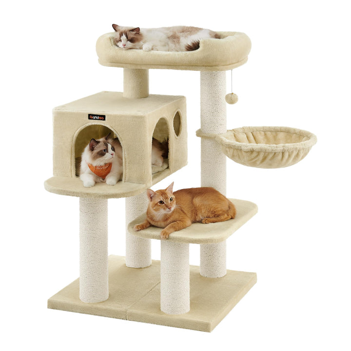 Feandrea Kratzbaum für grosse Katzen, XXL, hochbelastbar, Katzenturm mit 6 extra dicken Kratzsäulen,
