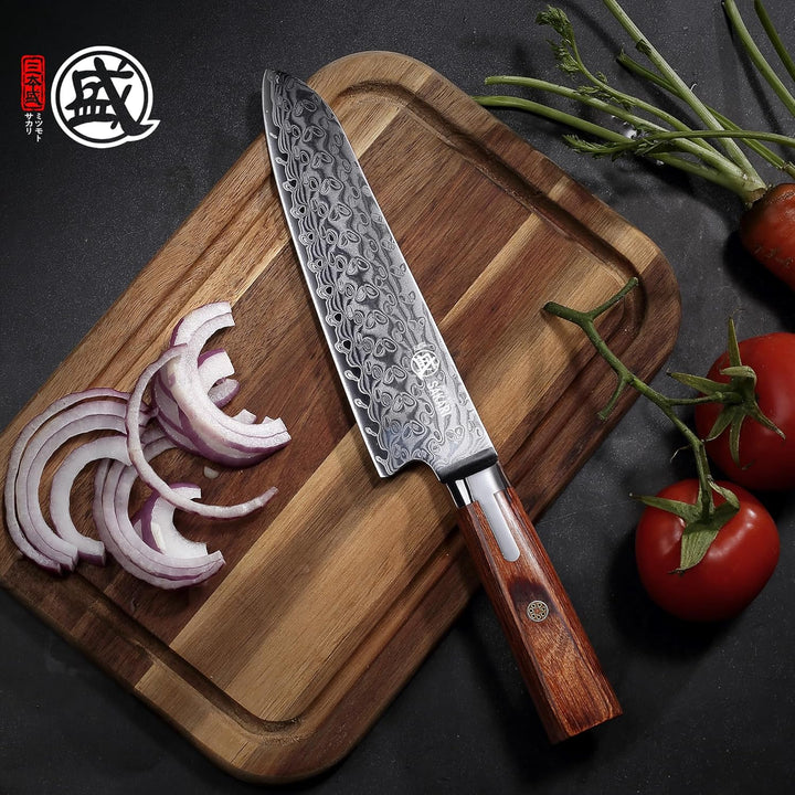 MITSUMOTO SAKARI 18 cm Japanisches Santoku Kochmesser, Handgeschmiedetes Profi Küchen Messer, S301 P