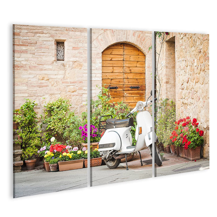 islandburner Bild auf Leinwand Italien Vintage Vespa Pienza Bilder Wandbilder Poster Leinwand 130x80