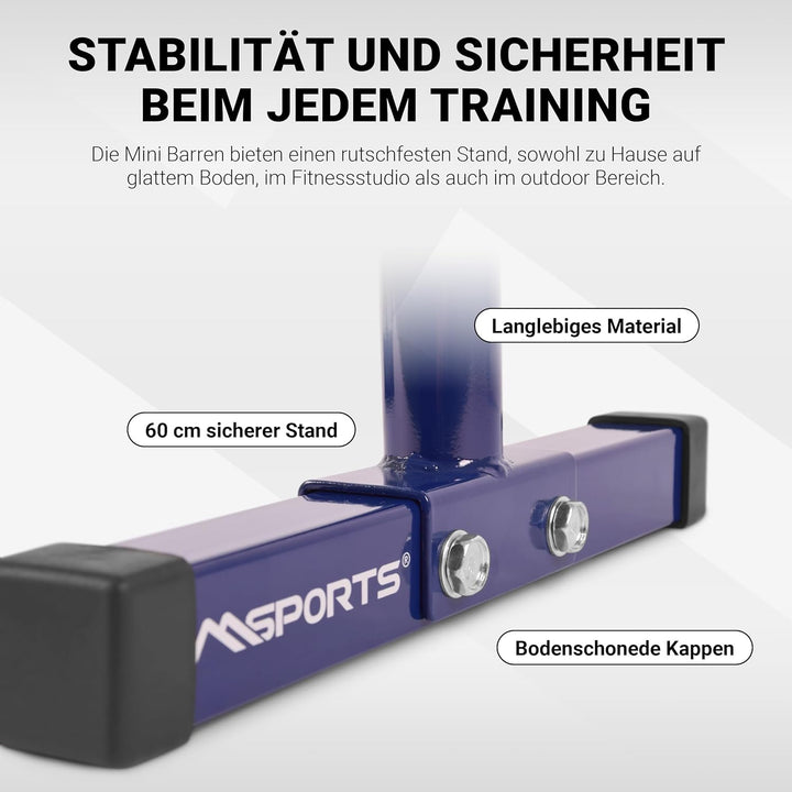 MSPORTS Low Fitness Parallettes Minibarren Professional LxBxH: 60x35x29 cm| Push-Up Bars Liegestützg