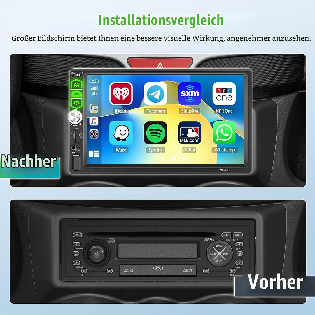 Hikity Autoradio 1 Din Wired Carplay Android Auto mit Bluetooth Freisprecheinrichtung Bildschirm, 7