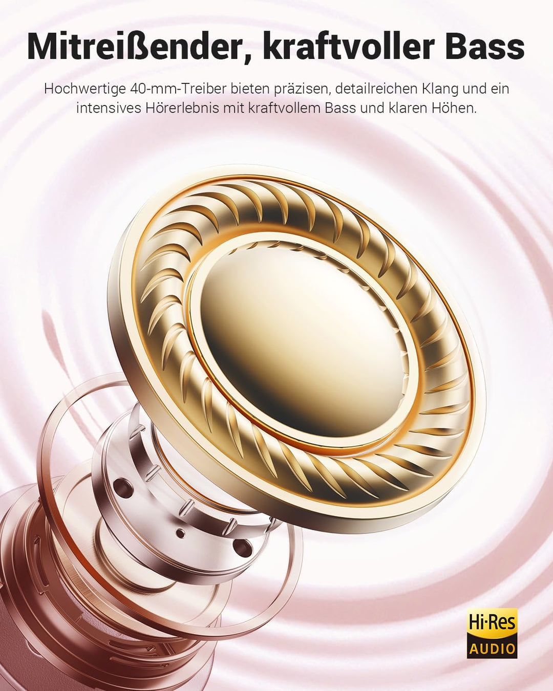 Wentronic Y01 Kabellose Over-Ear-Kopfhörer, Geräuschunterdrückung, Bluetooth 5.3-Kopfhörer mit Mikro