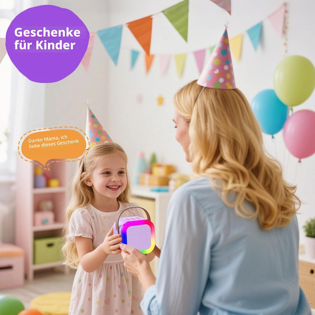Fede Karaoke Maschine für Kinder Erwachsene, Mini Karaoke Maschine mit 2 Mikrofonen, Tragbarer Bluet