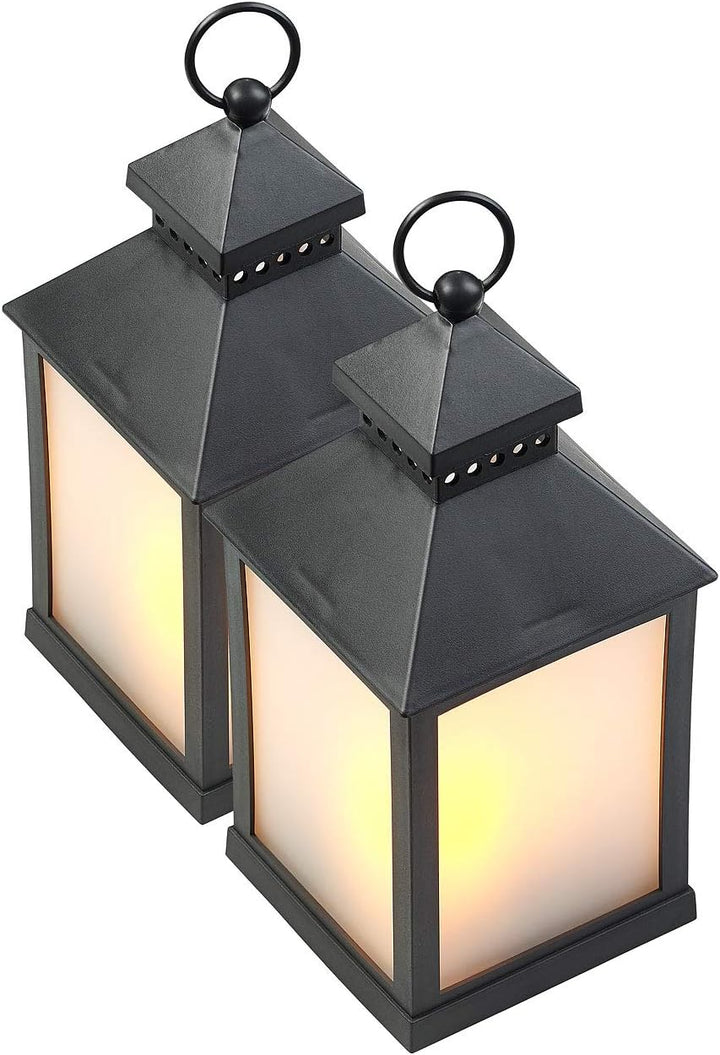 Lunartec Flackerlicht LED: 2er Pack LED-Laterne mit realistischem Flammenspiel und Timer (Laterne mi