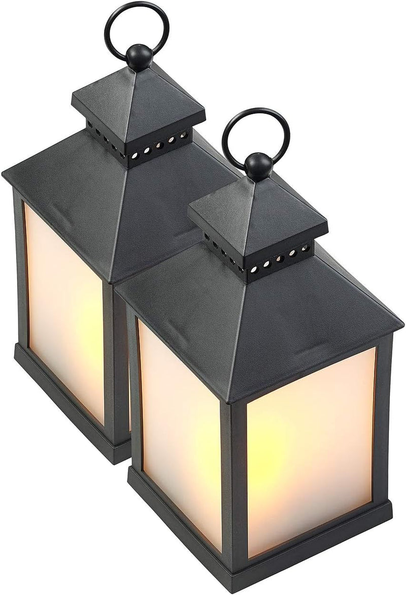Lunartec Flackerlicht LED: 2er Pack LED-Laterne mit realistischem Flammenspiel und Timer (Laterne mi