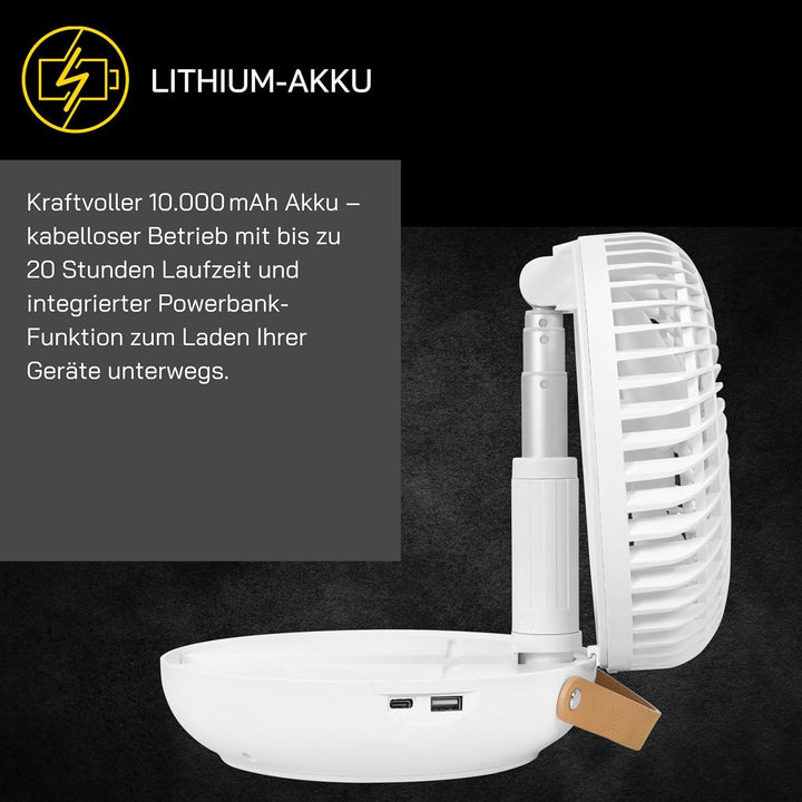 Gutfels Akku-Stand-, Tisch-Ventilator VENTI 3030 R | Lithium Ionen Akku 10.000 mAh | Touchbedienung