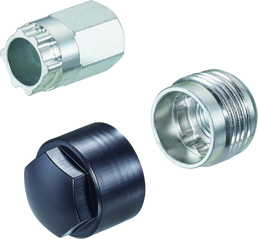 25167SU Radsicherungsmuttern SU (Standard) offen + passende Plastikkappen M14 x 1,5, Kugelsitz R14,