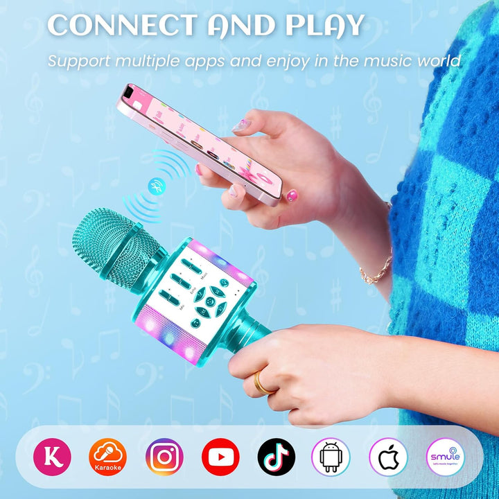 BONAOK Magic Sing Karaoke Mikrofon, Bluetooth Mikrofon Karaoke Kinder, 4 in 1 Sing Microphone, Draht