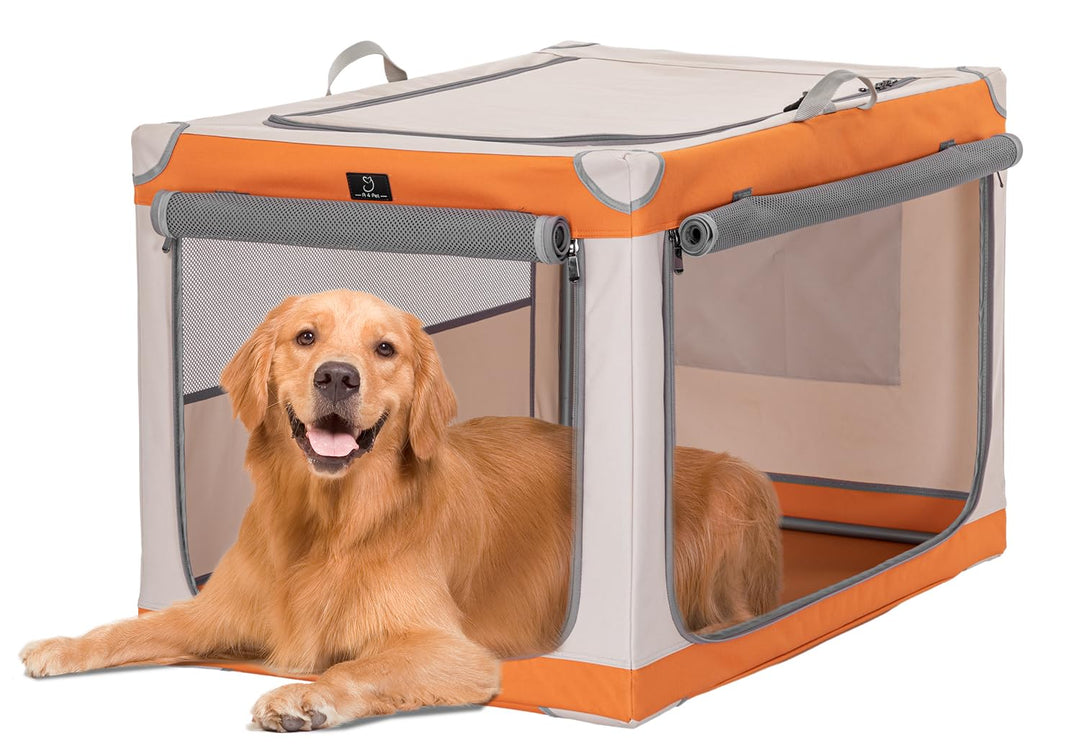 A 4 Pet Hundebox faltbar grosse Hunde,Hundebox für zuhause Auto Hundetransportbox Soft tragebar, lei