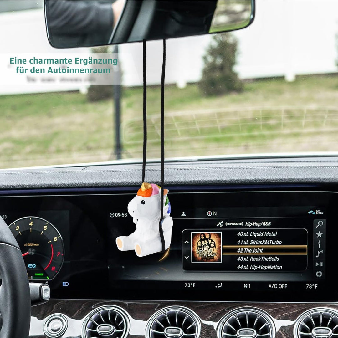 VIPbuy 100% handgemachtes hölzernes schwingendes Einhorn Auto hängendes Ornament - Niedliches handge