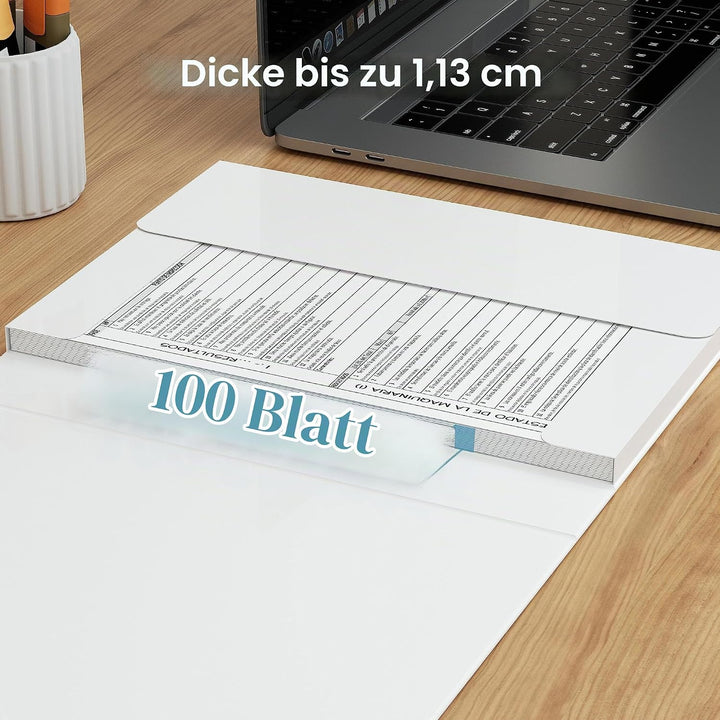 JiaWei 12 Stück A4 Sammelmappe, 1.13 cm Breite, Aus 350 g/m² extra starkem Karton mit 3 Klappen Für