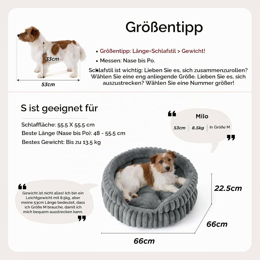 BEDSURE Flauschiges rundes Hundebett klein - 66 x 66 cm rundes Hundebett, waschbares grosses Katzenb