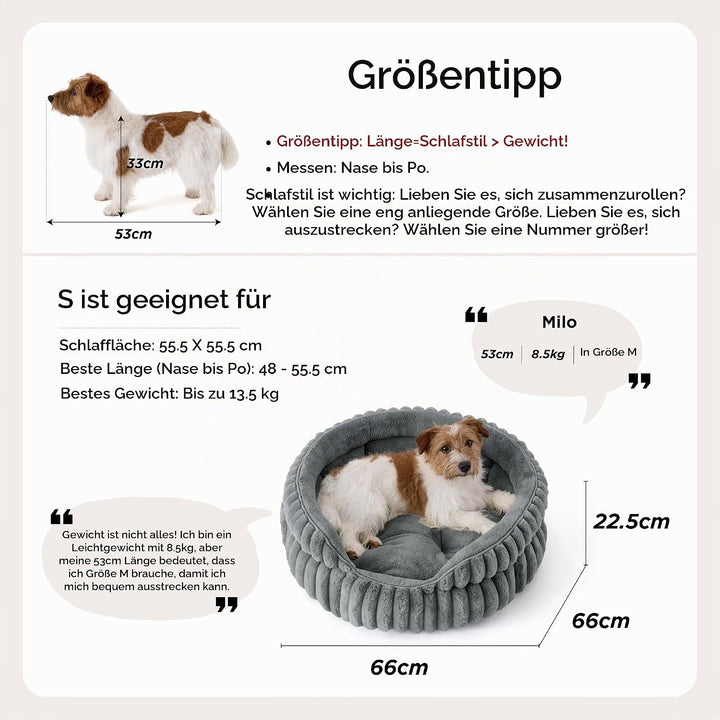 BEDSURE Flauschiges rundes Hundebett klein - 66 x 66 cm rundes Hundebett, waschbares grosses Katzenb