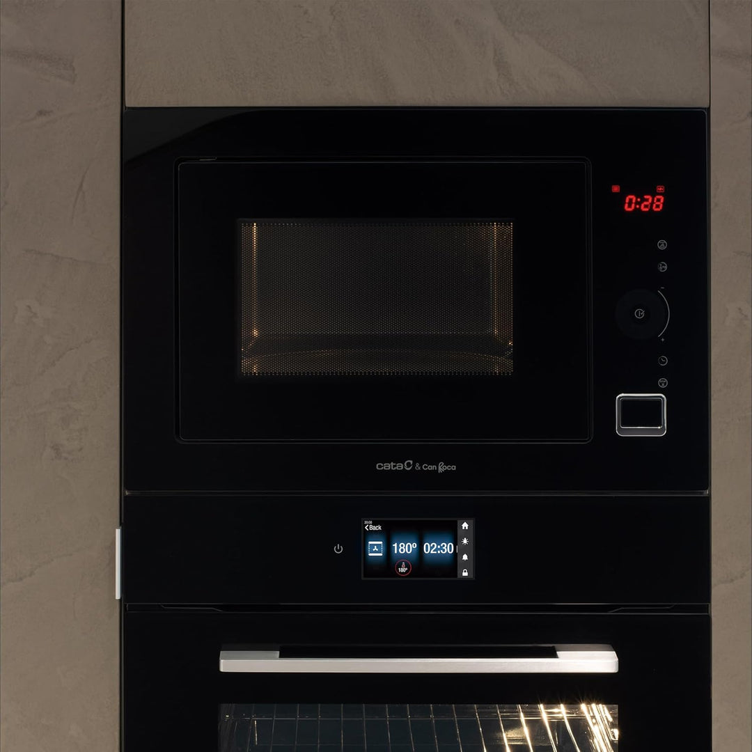 CATA MC 25 GTC BK Mikrowelle schwarz Einbaumodell 900 W mit 5 Leistungsstufen und 1000 W Grill Timer