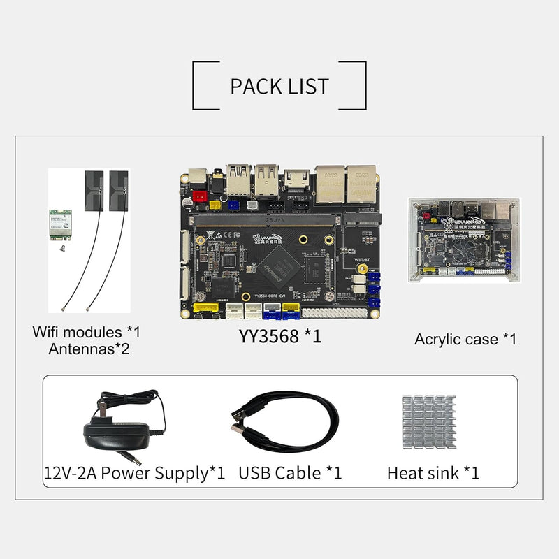 youyeetoo YY3568 Devkit,2GB LPDDR4 16GB Emmc, RK3568 Open Source Entwicklungsboard, Rich Interface 5