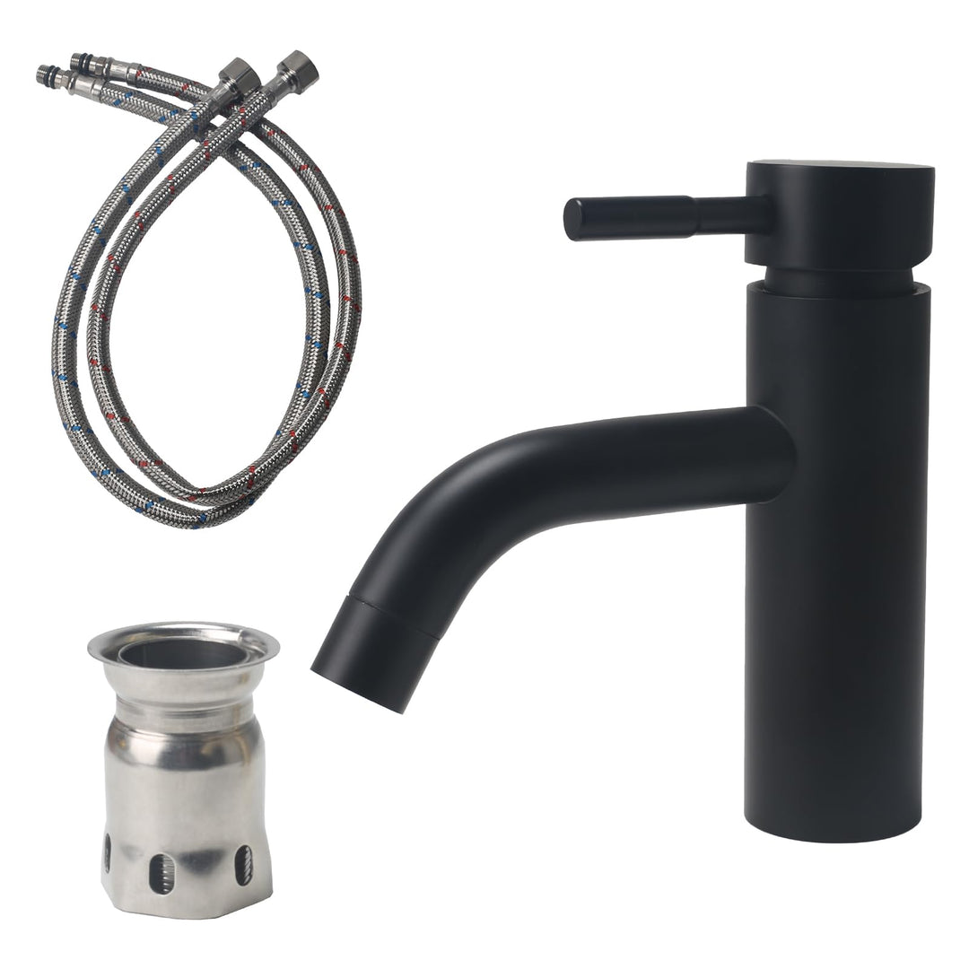 Wasserhahn Bad Schwarz Edelstahl 304, Waschtischarmatur Infache Montage, Armatur Badezimmer mit Schl