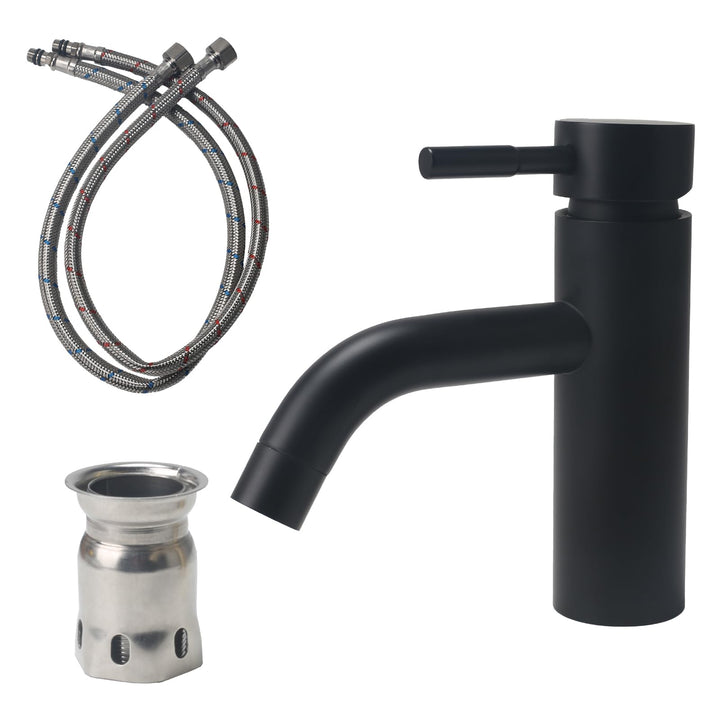 Wasserhahn Bad Schwarz Edelstahl 304, Waschtischarmatur Infache Montage, Armatur Badezimmer mit Schl