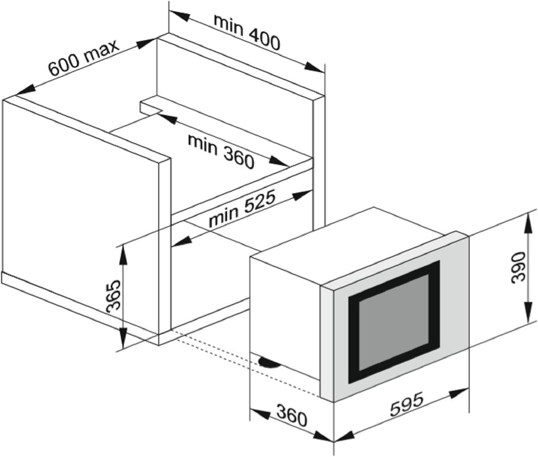 Kaiser 2520 Edelstahl Einbau Multifunktions Mikrowelle,25L,Heissluft Grill,21 Funktionen,Mikrowelle