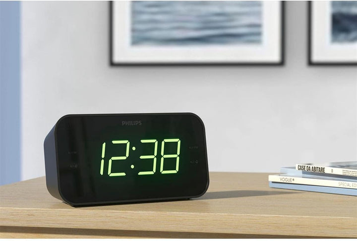Philips Audio TAR3306 Wecker mit Radio und grossem Display, Doppelalarm, Sleep Timer & Schlummerfunk