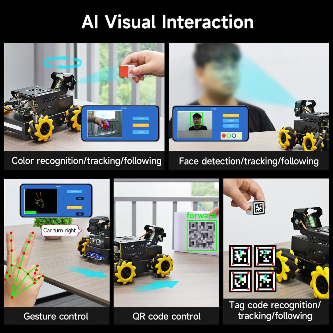 Yahboom Robot Car Kit for Raspberry Pi-5 Supports Ros2 Humble Version Automatic Line Patrol Driving