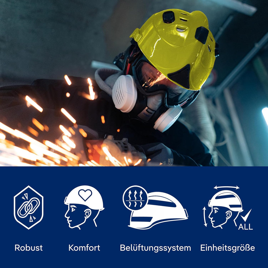Dräger HPS 3500 Set Premium Verstellbarer Sicherheitshelm mit Schutzbrille für Baustellen, Bergbau,