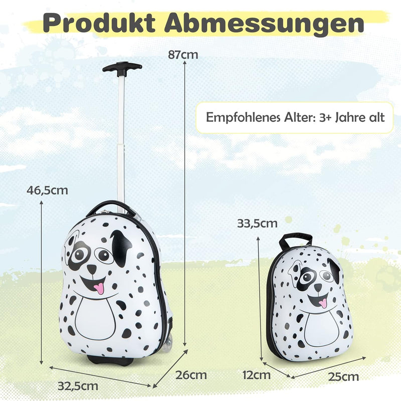 COSTWAY 2tlg Kinderkoffer + Rucksack, Kindertrolley aus Kunststoff, Kindergepäck, Kinder Kofferset H