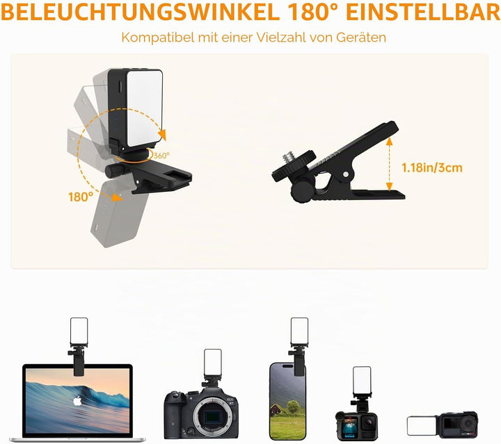Suptig Mini-Video-Licht, Selfie-Licht für Kamera, Telefon, Gopro, DJI Action, Laptop usw.