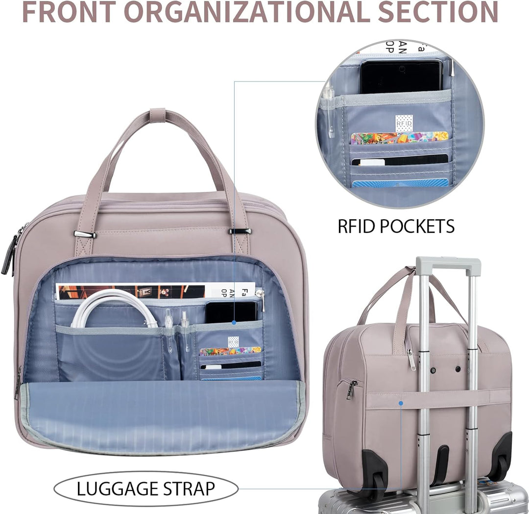 EMPSIGN Trolley Business Rolling Laptop mit Rädern, Rolling Laptoptasche für Frauen passt bis zu 15.