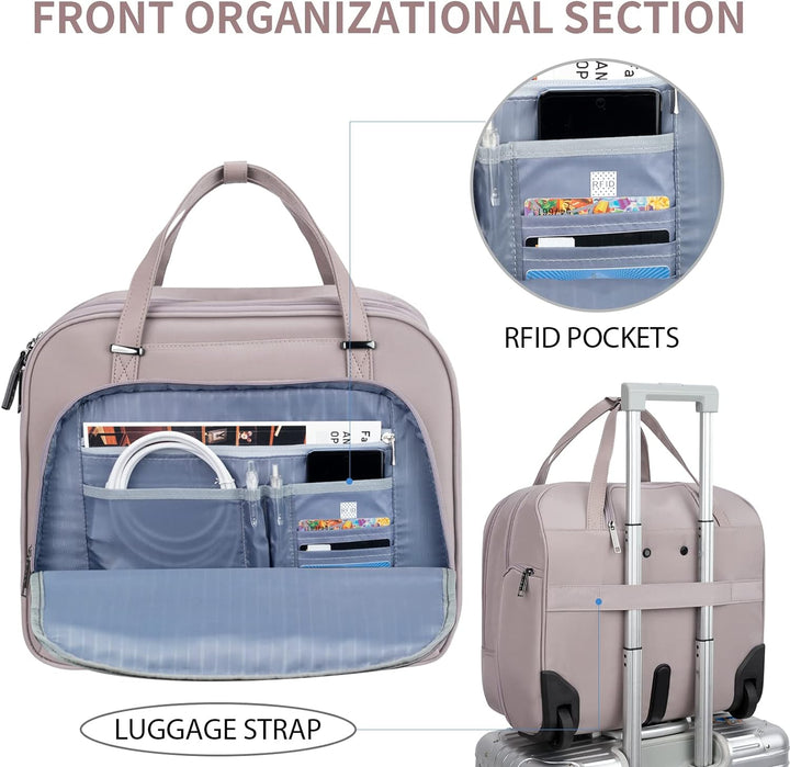 EMPSIGN Trolley Business Rolling Laptop mit Rädern, Rolling Laptoptasche für Frauen passt bis zu 15.