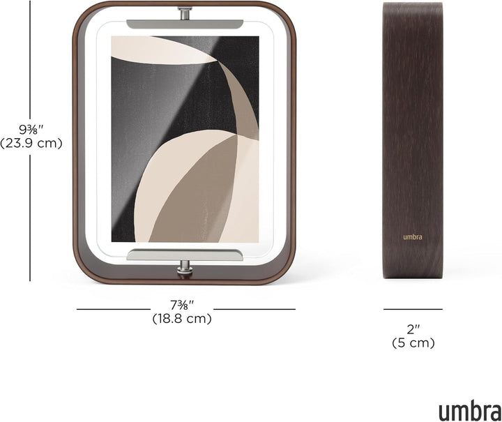 Umbra Bellwood Tischbilderrahmen, zweiseitiger Bilderrahmen für 10x15 oder 13x18 cm Fotos, Walnuss A