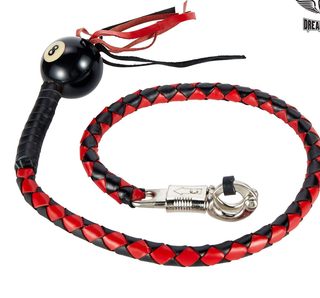 Motorradpeitsche, 106,7 cm lang, 1,3 cm Durchmesser, Rot und Schwarz 8 Pool Ball