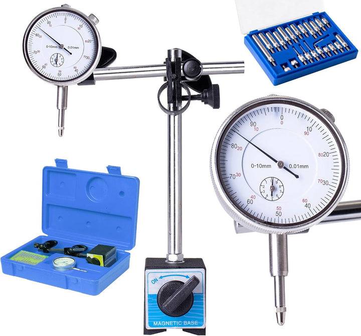 TC TECHNIC Messuhr Spur 0-10 mm Meter Präzise 0.01 Auflösung Universal Messuhr SK1938S-22, SK1938S-2