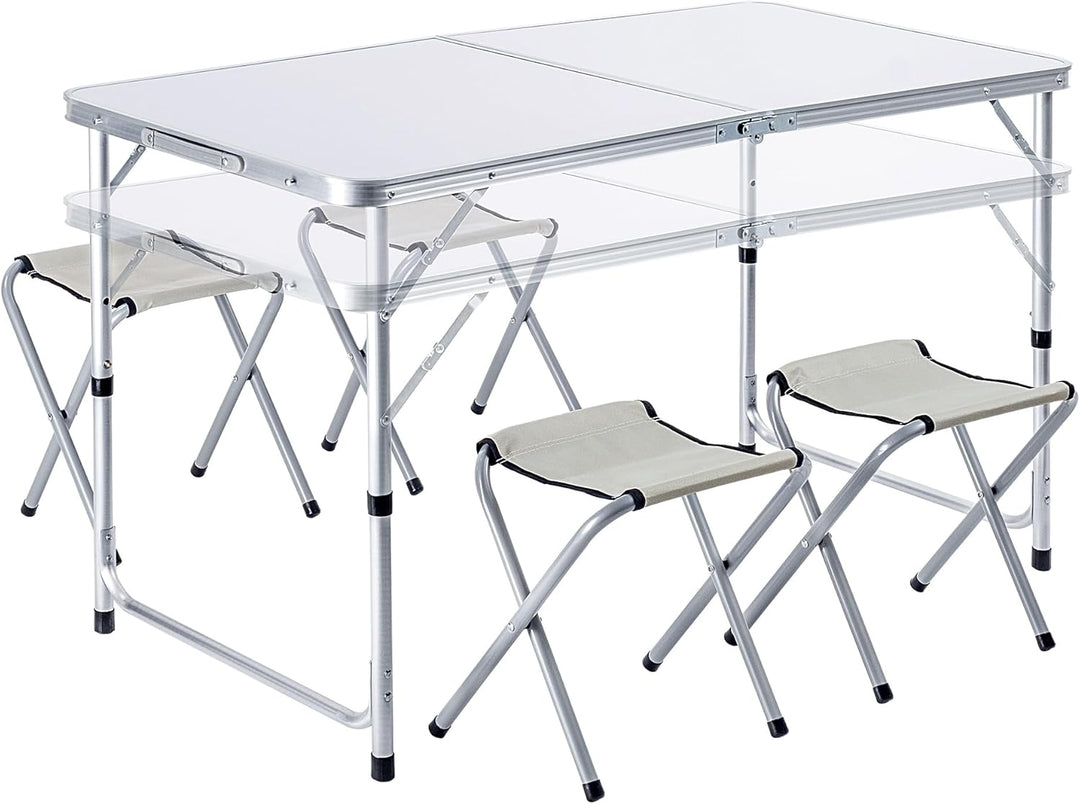 KADAX Campingmöbelset, Camping Tisch mit Klappstühlen, Klapptisch mit 4 Sessel, Höhenverstellbare Si