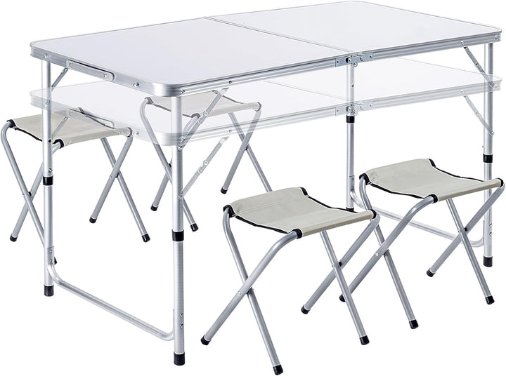KADAX Campingmöbelset, Camping Tisch mit Klappstühlen, Klapptisch mit 4 Sessel, Höhenverstellbare Si