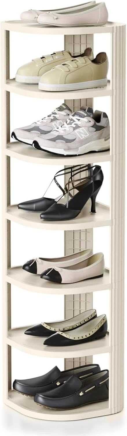 Schuhregal Schmal mit 7 Ebenen,Platzsparendes Kunststoff Schuhregal Schmal und Hoch,Verstellbarer Sc