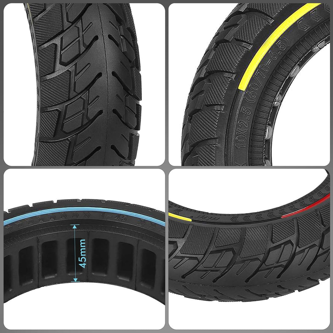 10×2.5 Zoll E Scooter Solid Reifen，10 Zoll Elektroroller Vollgummireifen für Ninebot Max G30 G30P G3