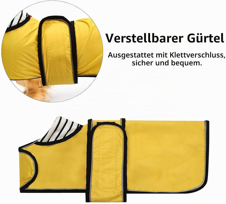 Geyecete Hunde Regenmantel,Einstellbar Wasserdicht Hundejacke für Dackel,Regenmantel mit reflektiere