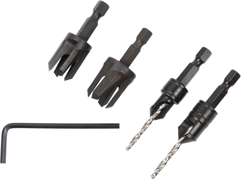 Trend Snappy 4 Piece Set Countersink & Plug cutter Set, enthält zwei Bohrsenker und passende Stecker