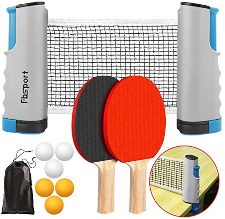 FBSPORT Tischtennis-Set, Tischtennisschläger-Set, 2 Tischtennisschläger, 6 Bälle, 1 Tasche, 1 auszie
