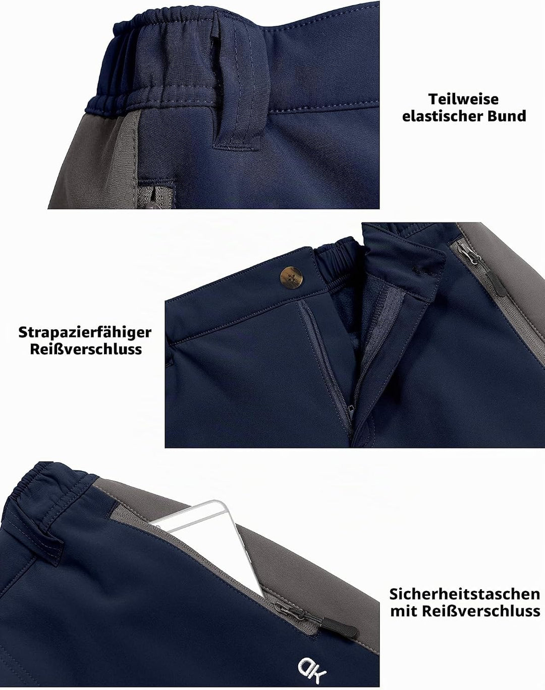 Little Donkey Andy Herren Winter Wanderhose Skihose Trekkinghose Snowboardhose, Softshell-Hose, Flee