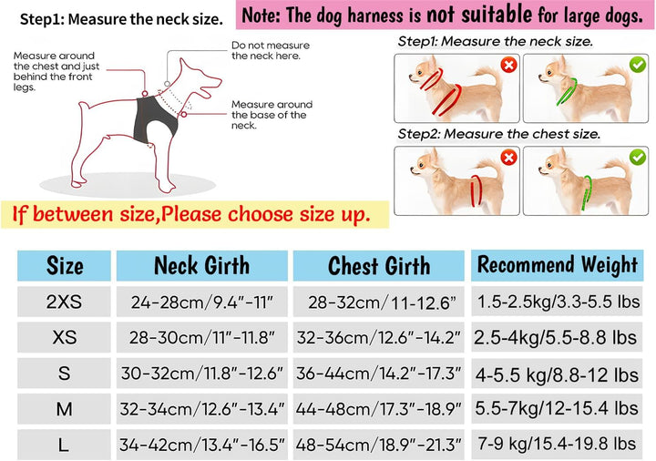Mihqy Hundegeschirr Kleine Hunde mit Leine, Step-in Geschirr aus Air Mesh, Anti Zug Reflektierend At