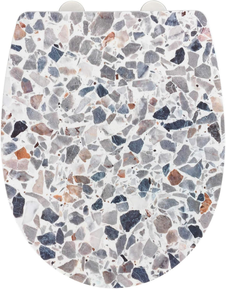 WENKO WC-Sitz Terrazzo, High Gloss Oberfläche, Toilettendeckel mit Absenkautomatik aus bruchstabilem