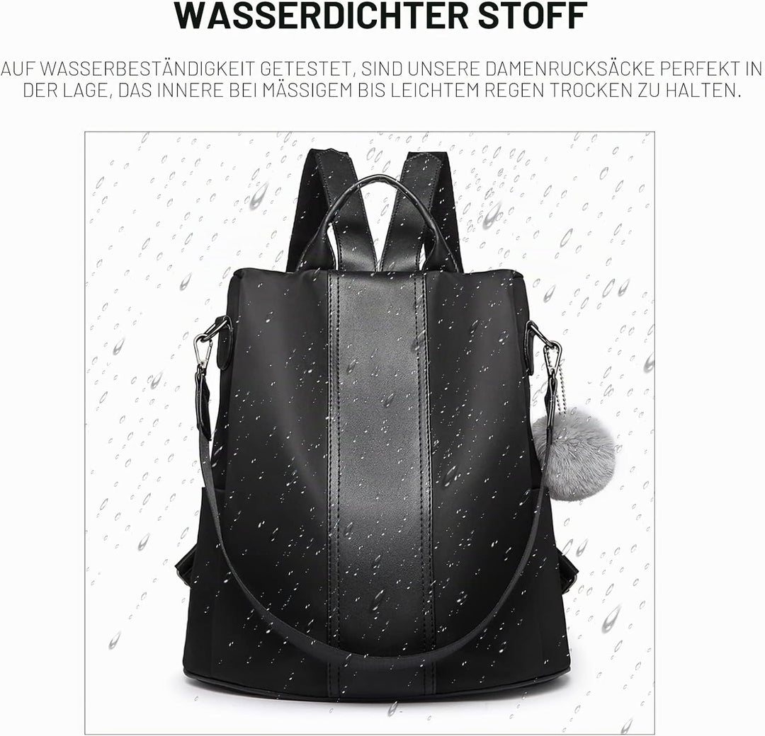 Miss Lulu Damen Rucksack Wasserdichte Nylon Schultaschen Anti-Diebstahl Tagesrucksack Schultertasche