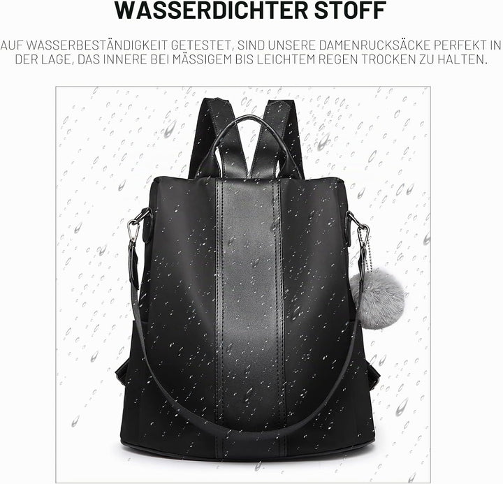 Miss Lulu Damen Rucksack Wasserdichte Nylon Schultaschen Anti-Diebstahl Tagesrucksack Schultertasche