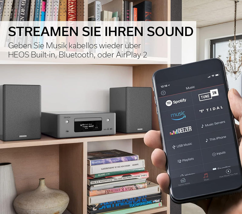 Denon CEOL N-11DAB Kompaktanlage, HiFi Verstärker mit Lautsprechern, CD-Player, Musikstreaming, HEOS