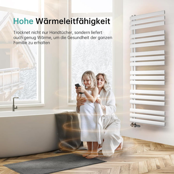 EMKE Oval Badheizkörper Handtuchhalter 1740x600 mm, Handtuchheizkörper Seitenanschluss Handtuchwärme