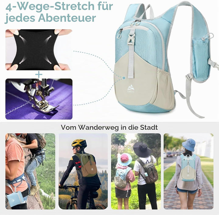 15L Wanderrucksack Kleiner Damen Herren Leichter Faltbarer Daypack Tagesrucksack Trekkingrucksack fü