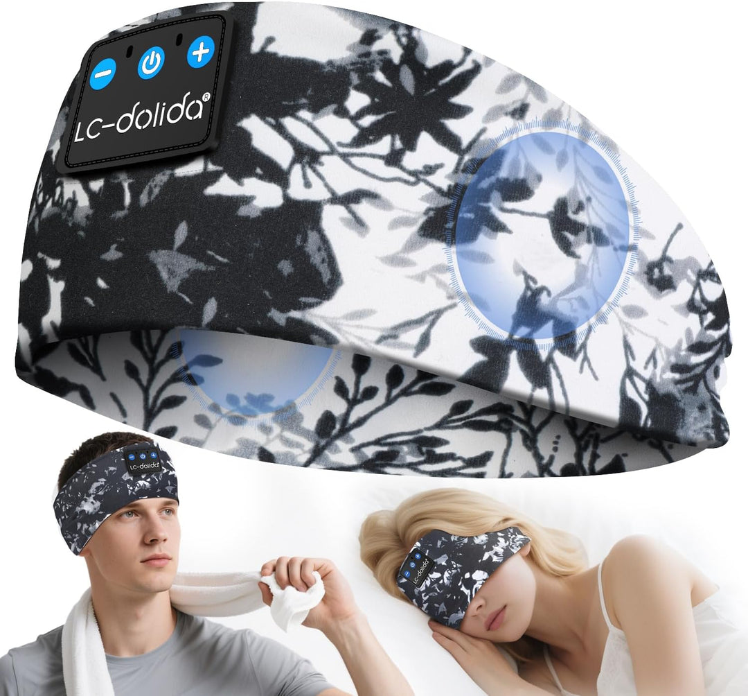 LC-dolida Schlafkopfhörer Bluetooth Schlafen Kopfhörer, Kabellos Sport-Kopfhörer Stirnband 15+ Stund