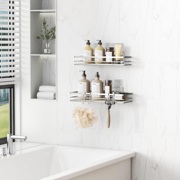pickpiff Duschablage Ohne Bohren SUS304 Edelstahl 2 Stück Duschregal mit 2 Haken Badregal Bathroom O