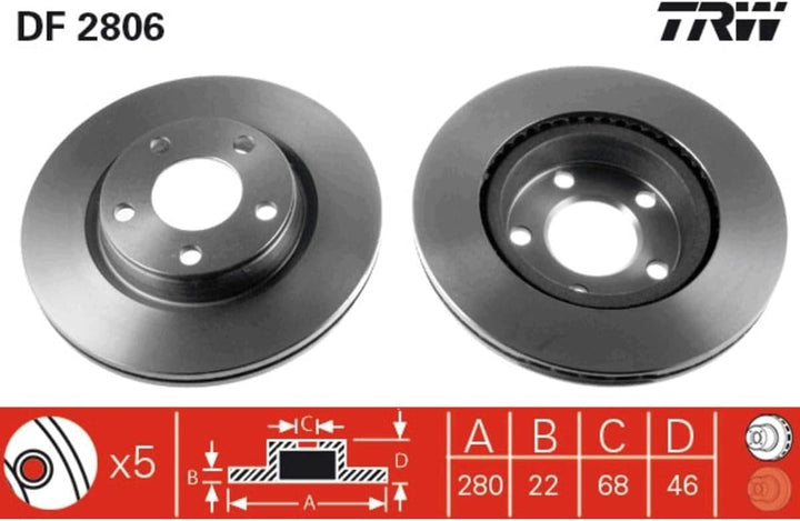 TRW Automotive AfterMarket DF2806 Bremsscheibe - (Paar)